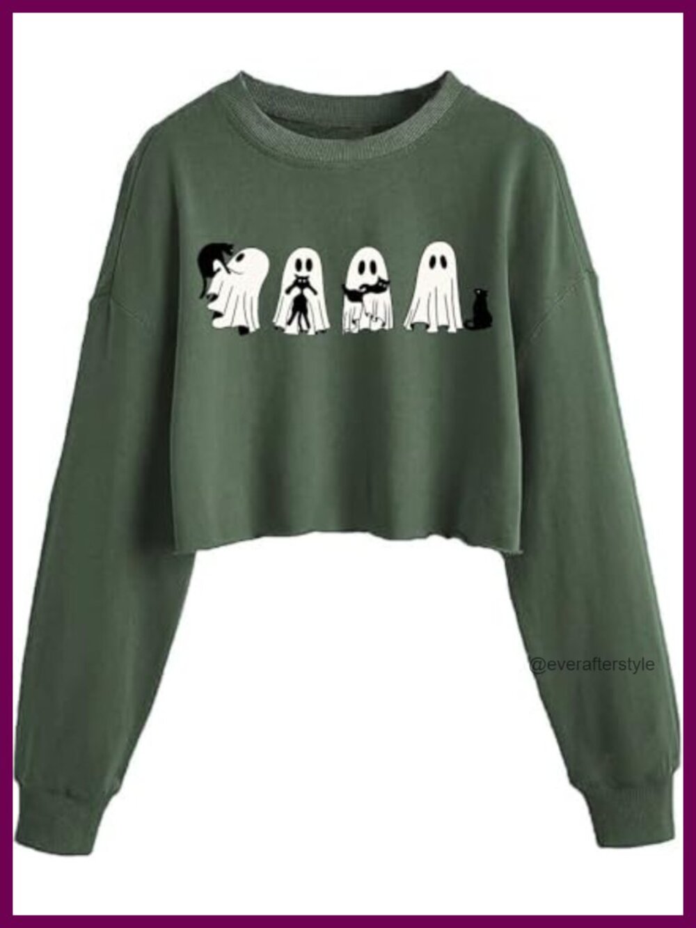 Women's Halloween Ghost Graphic Crop Sweatshirt Long Sleeve Pullover